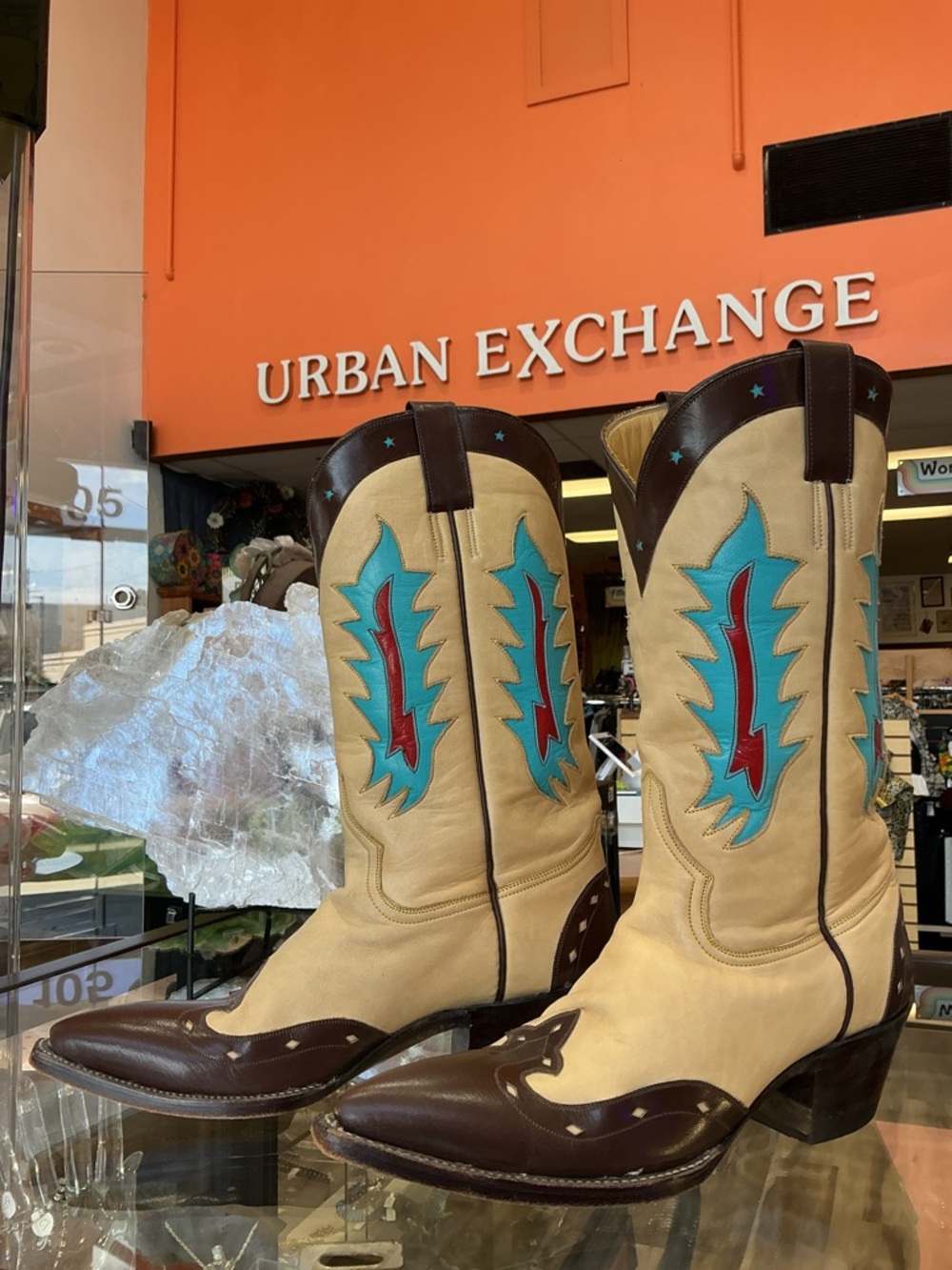 Rocketbuster Multicolor Cowboy Boots with Leather Embellishments